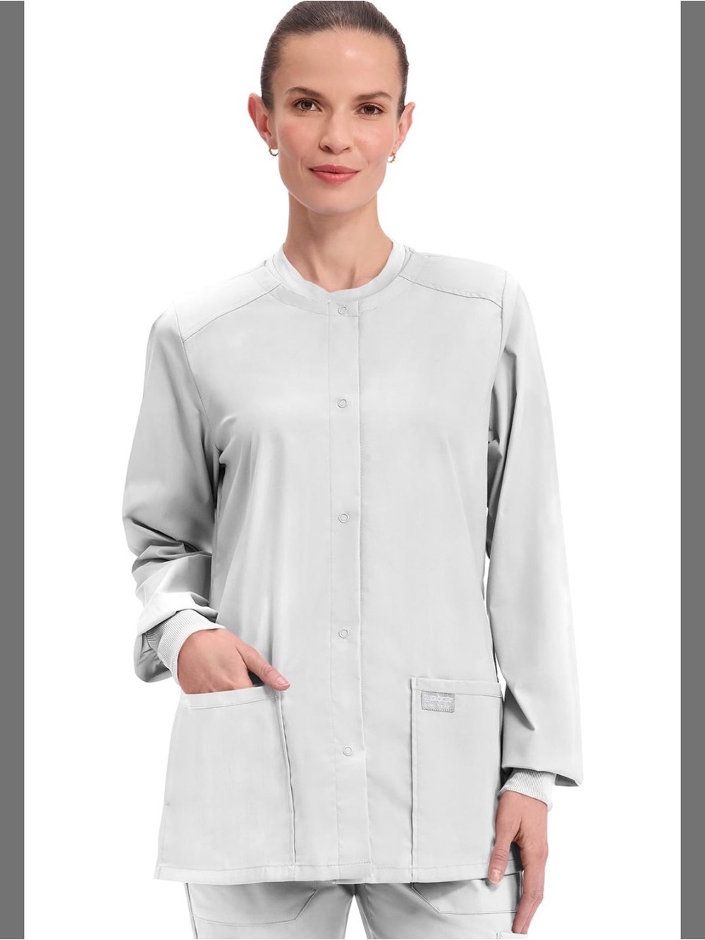Cherokee WW Professionals Scrub Jacket For Women Snap Front White 3XL